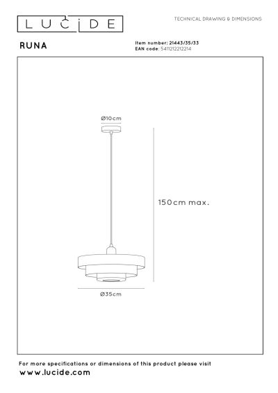 Lucide RUNA - Pendant light - Ø 35 cm - 1xE27 - Green